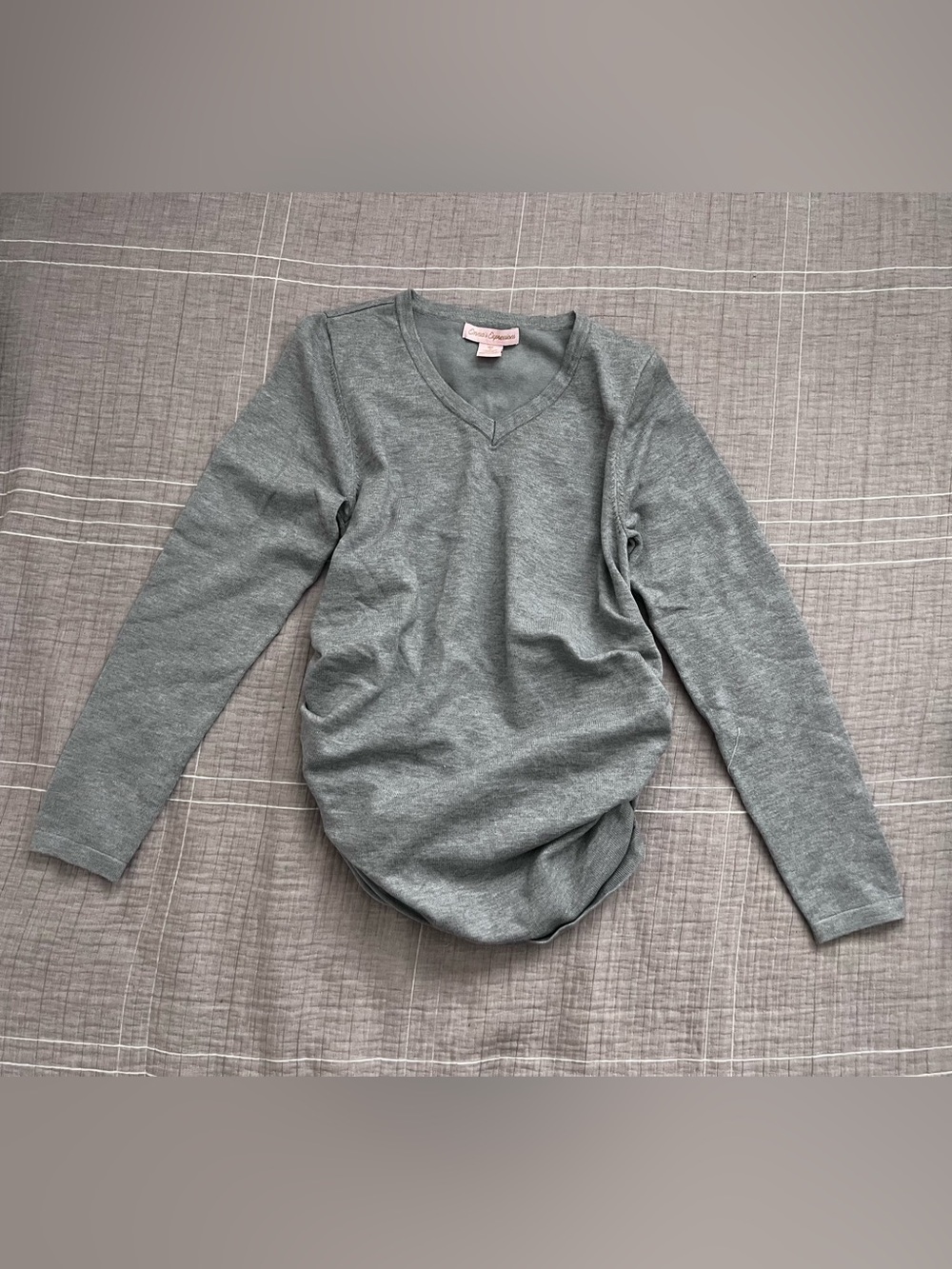 Maternity Heather Gray V-Neck Long Sleeve Top